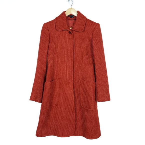 Theory Jackets & Blazers - Theory Orange Tweed Button Up Sonoa Wool Coat